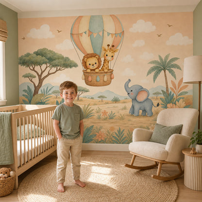 Hot Air Balloon Wallpaper Watercolor Texture Hot Air Balloon Removable Wall Decor