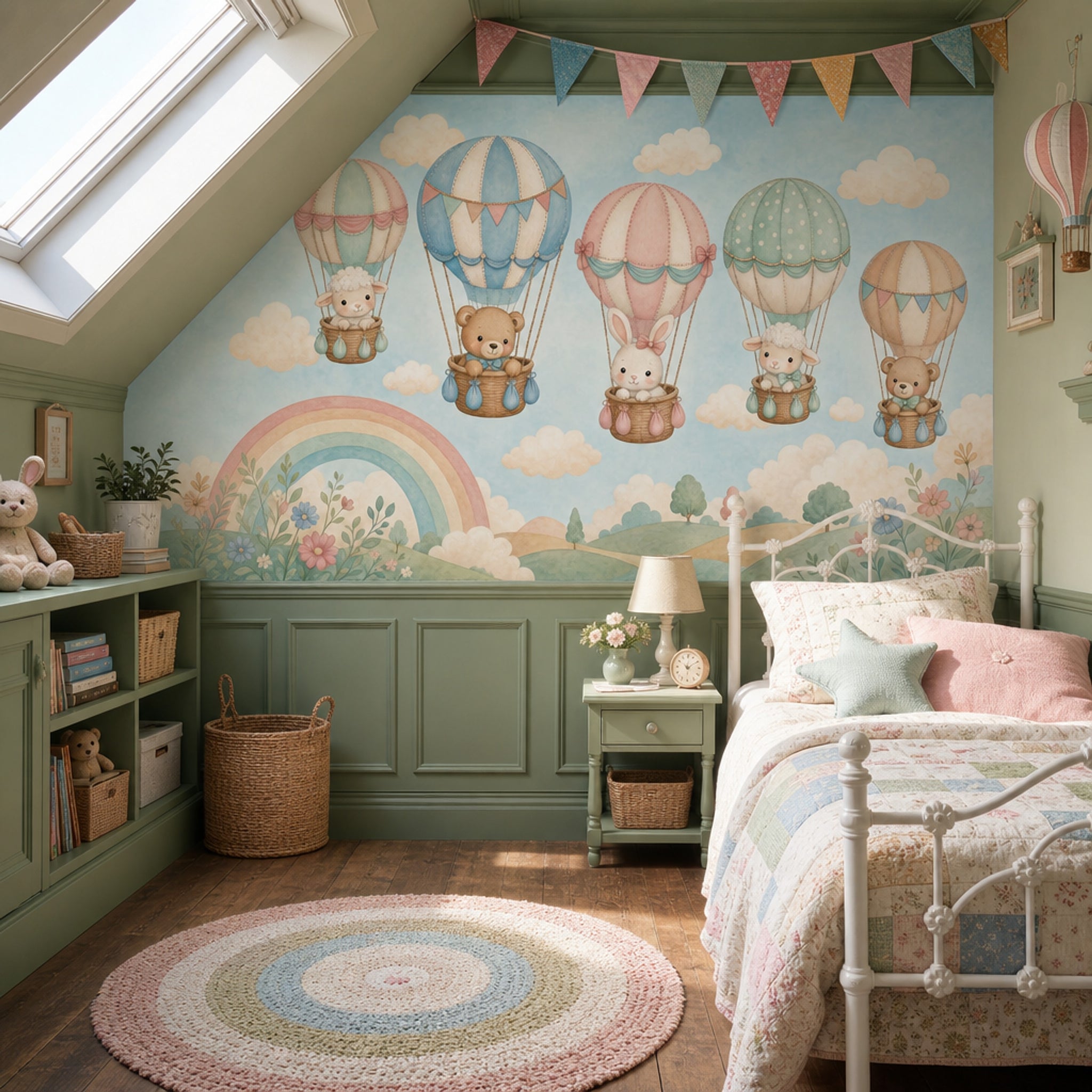 Hot Air Balloons Wallpaper Nursery Watercolor Wall Mural