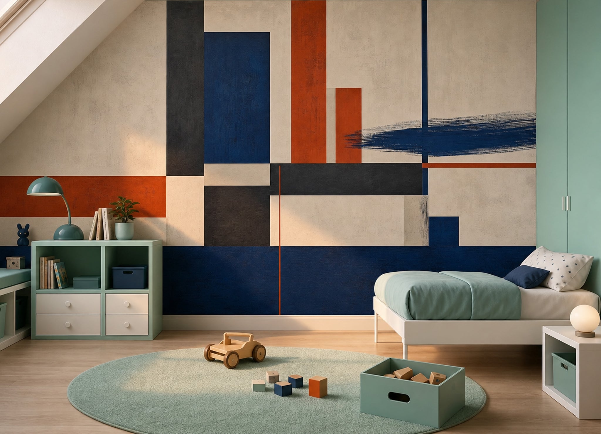 Mid Century Modern Wallpaper Geometric Removable Modern Wall Decor