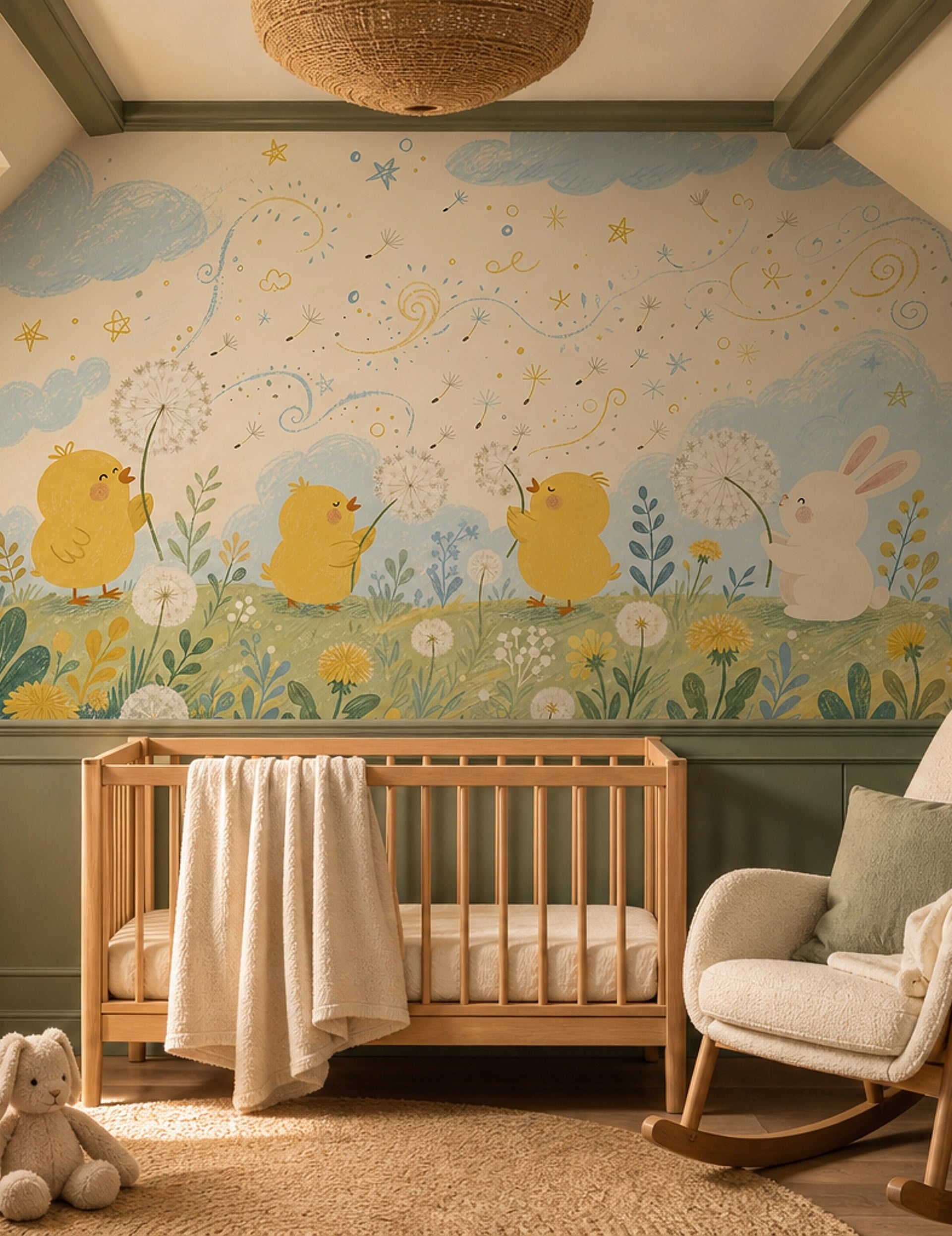 Nursery Wallpaper Dandelion Bright Wall Mural