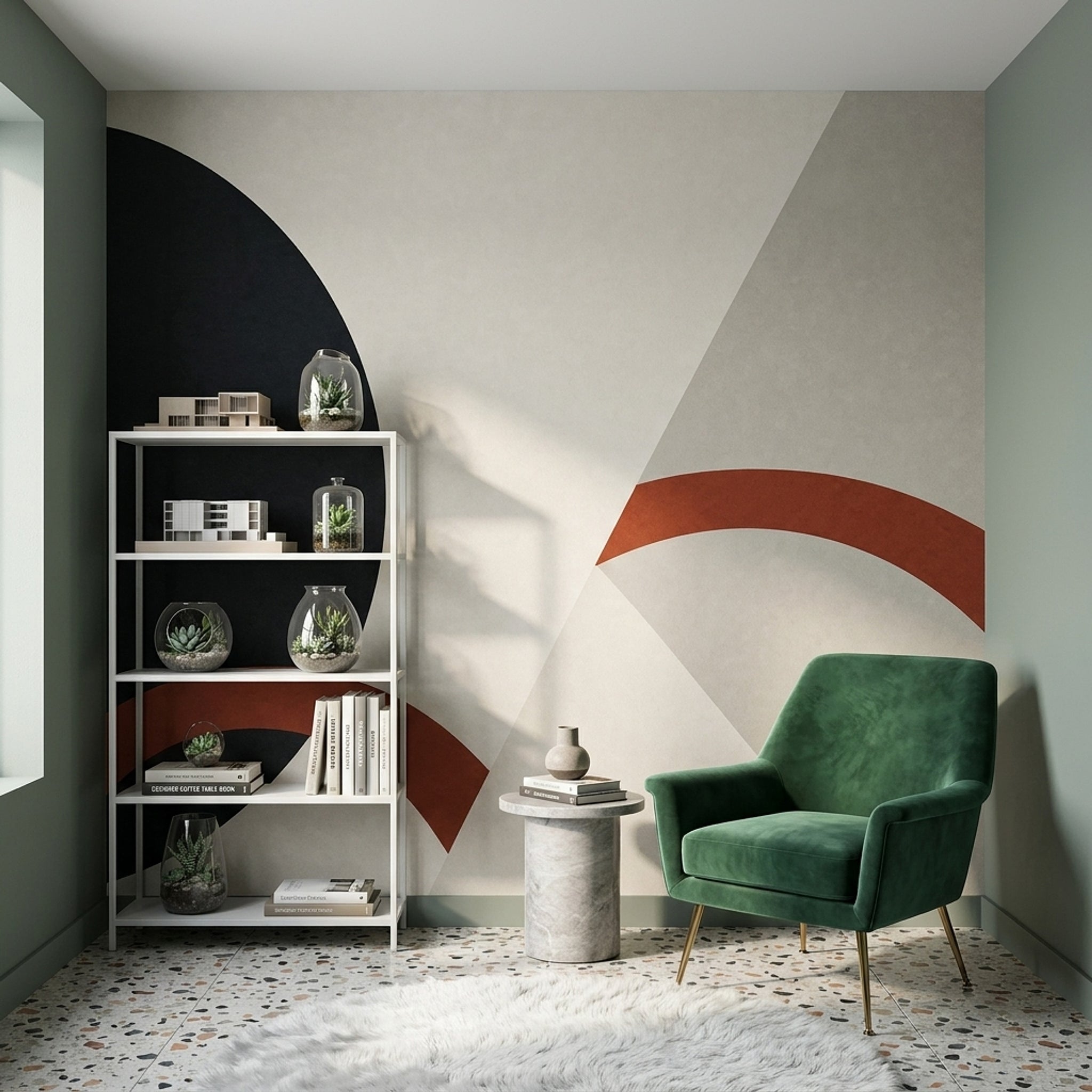 Mid Century Modern Wallpaper Paper Texture Removable Wall Decor