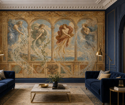 Classical Fresco Wallpaper Renaissance Mural Arched Colonnade Wall Mural
