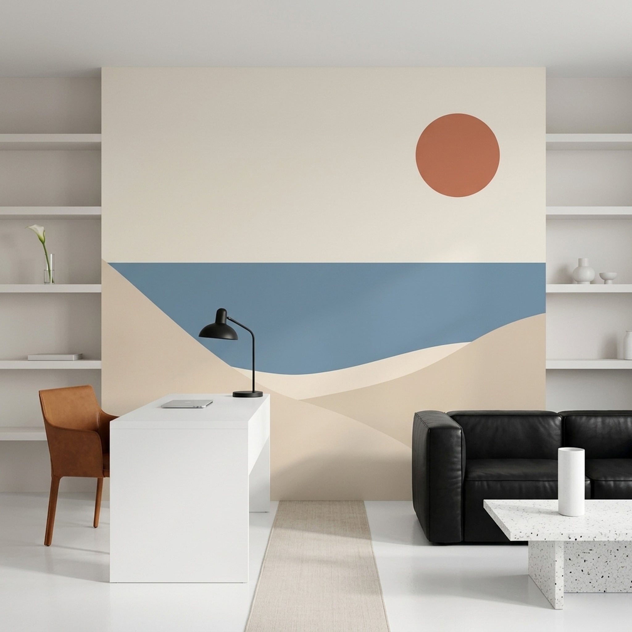 Abstract Landscape Wallpaper Minimal Dunes Coastal Horizon Wall Mural