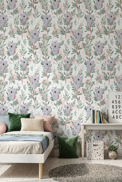 White Background Wallpaper Nursery Kids Decorative Mural