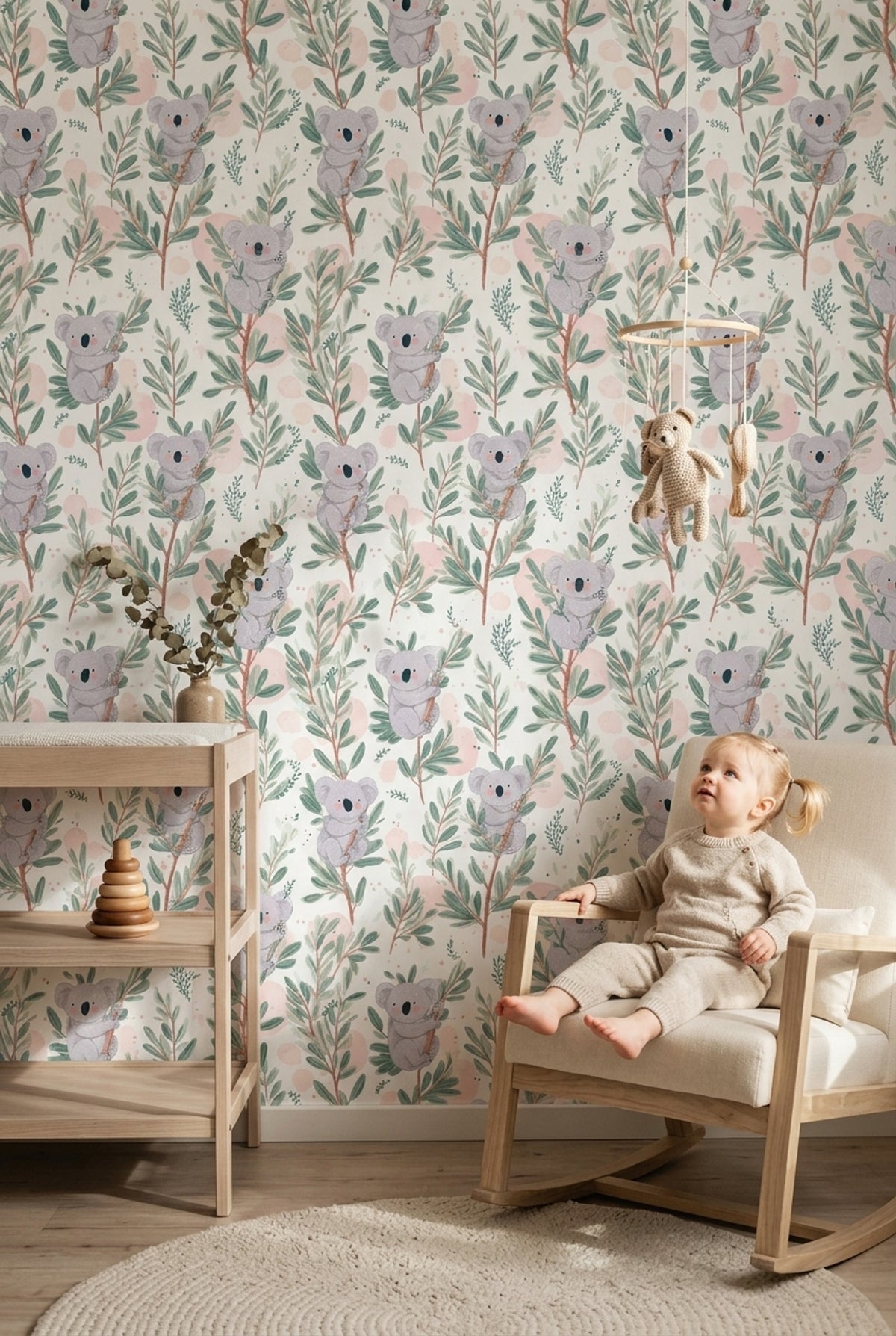 White Background Wallpaper Nursery Kids Decorative Mural