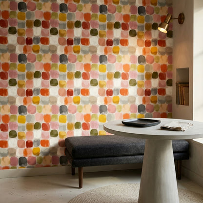 Painterly Brushstrokes Wallpaper Rounded Rectangles Mid Century Palette Removable Wall Decor