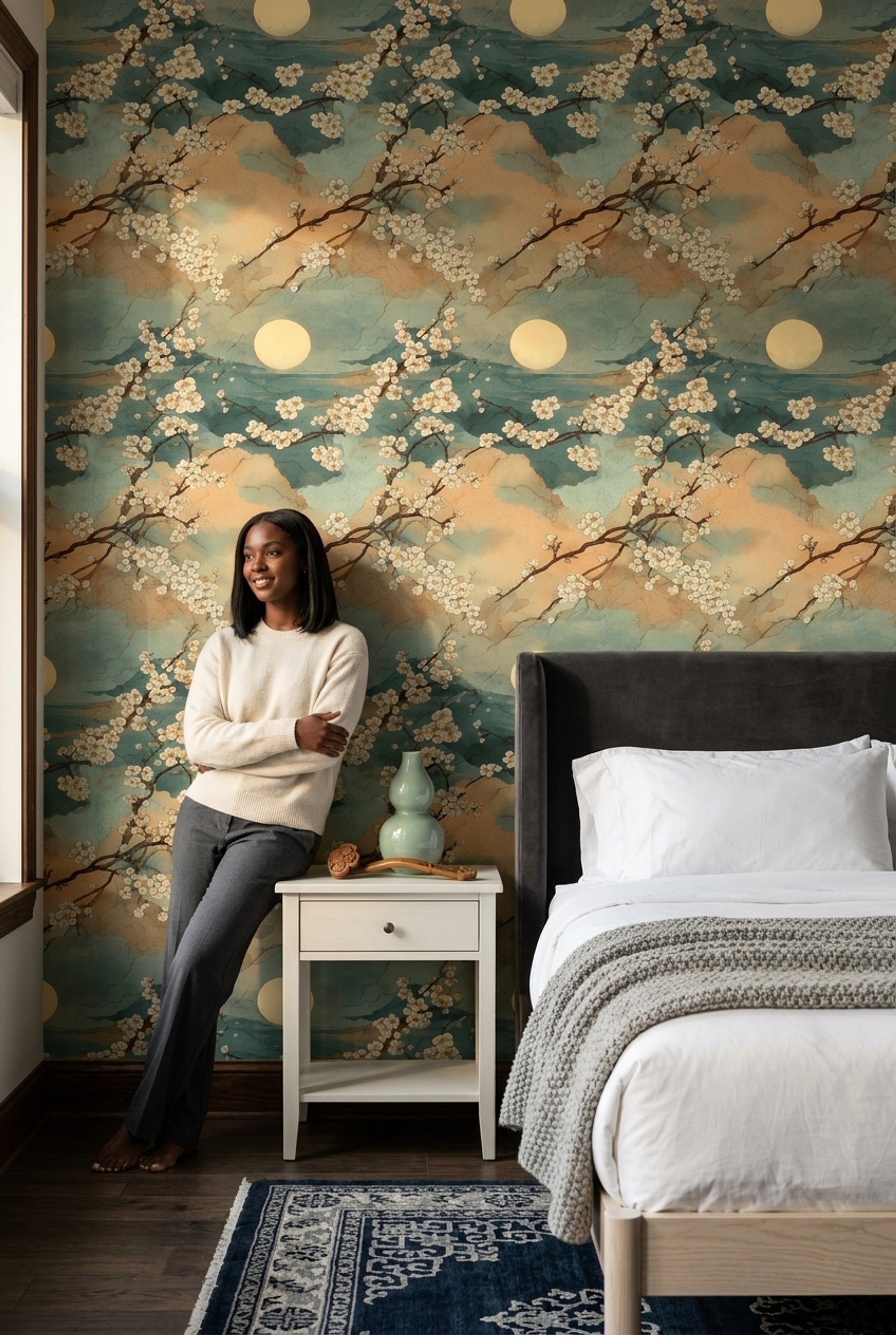 Paper Texture Wallpaper Watercolor Removable Chinoiserie Wall Double Roll