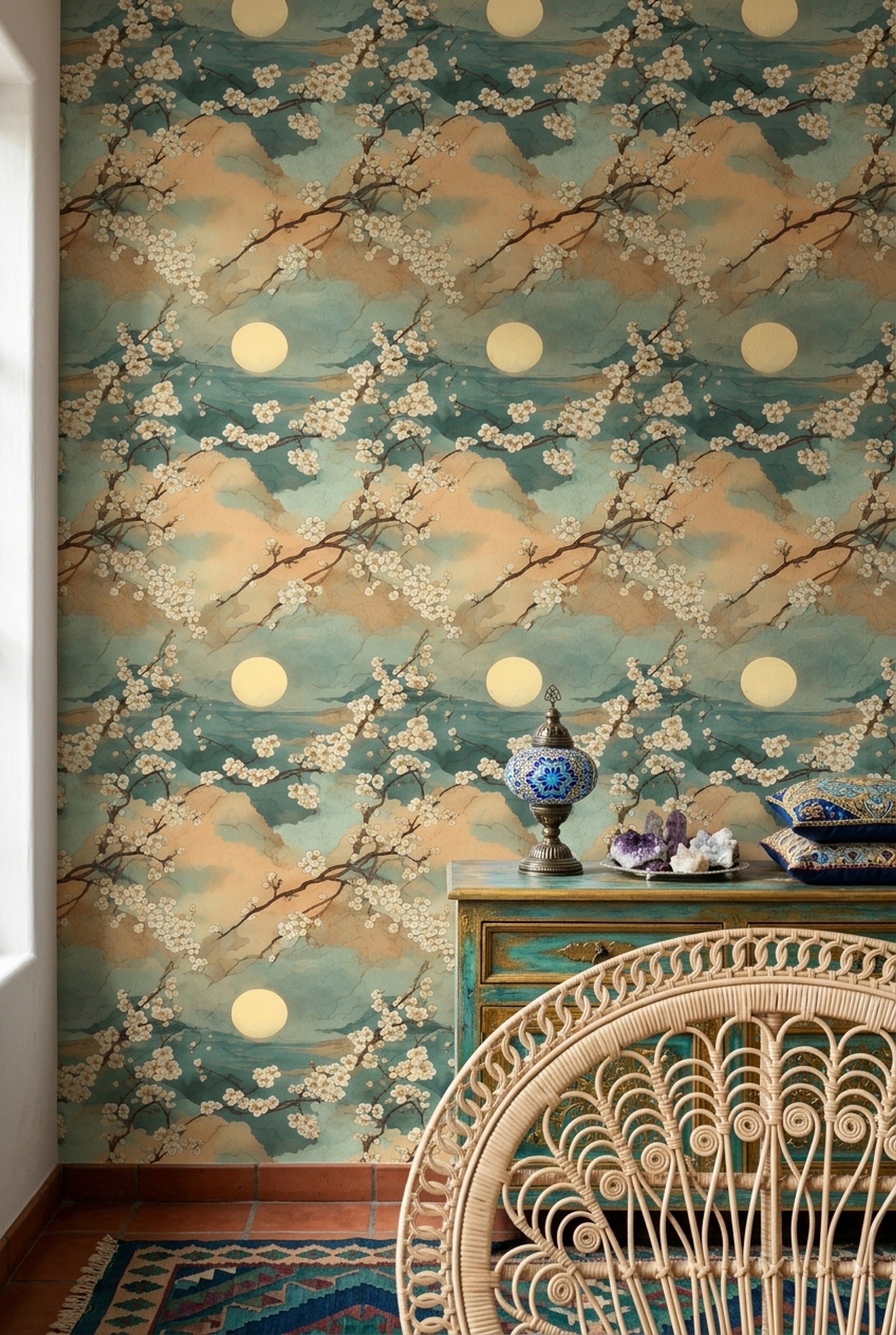 Paper Texture Wallpaper Watercolor Removable Chinoiserie Wall Double Roll