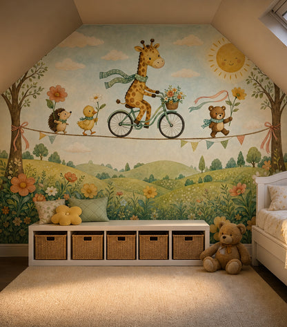 Whimsical Wallpaper Nursery Removable Watercolor Wall Decor