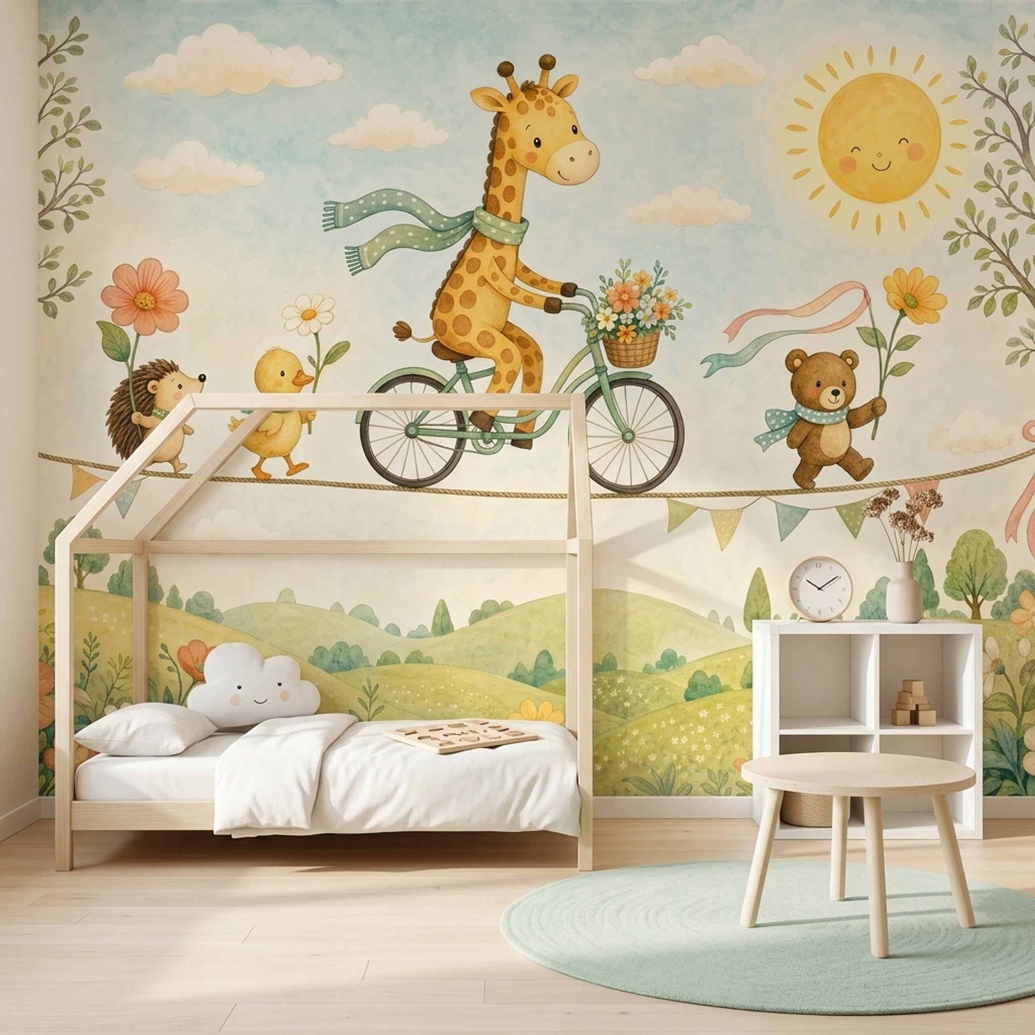Whimsical Wallpaper Nursery Removable Watercolor Wall Decor