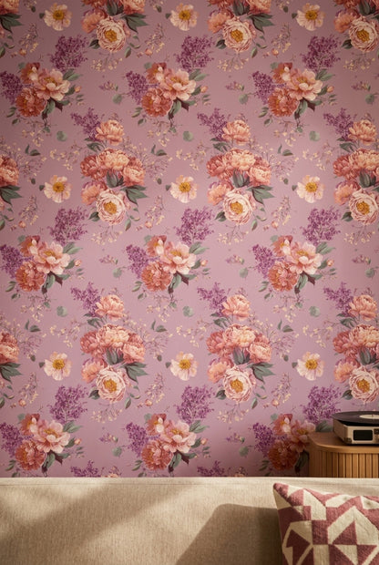 Muted Green Wallpaper Pastel Floral Removable Watercolor Wall Double Roll