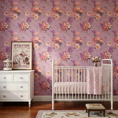 Muted Green Wallpaper Pastel Floral Removable Watercolor Wall Double Roll