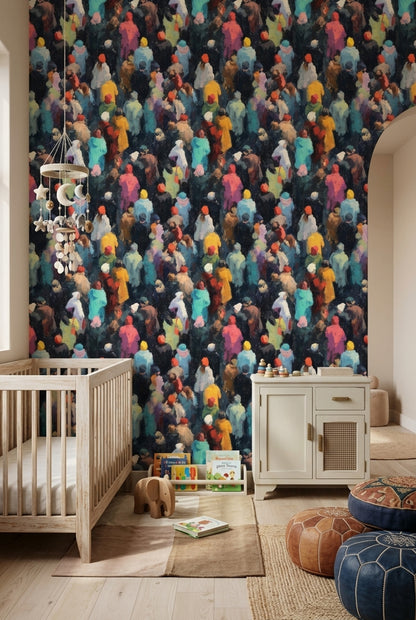 Mid Century Modern Wallpaper Expressionist Urban Removable Wall Decor