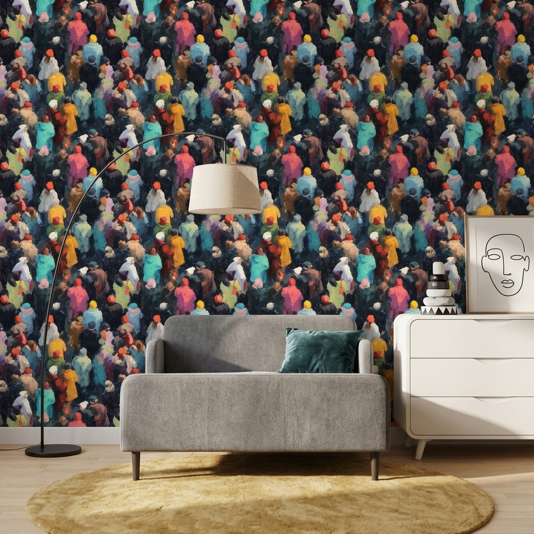 Mid Century Modern Wallpaper Expressionist Urban Removable Wall Decor