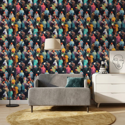 Mid Century Modern Wallpaper Expressionist Urban Removable Wall Decor