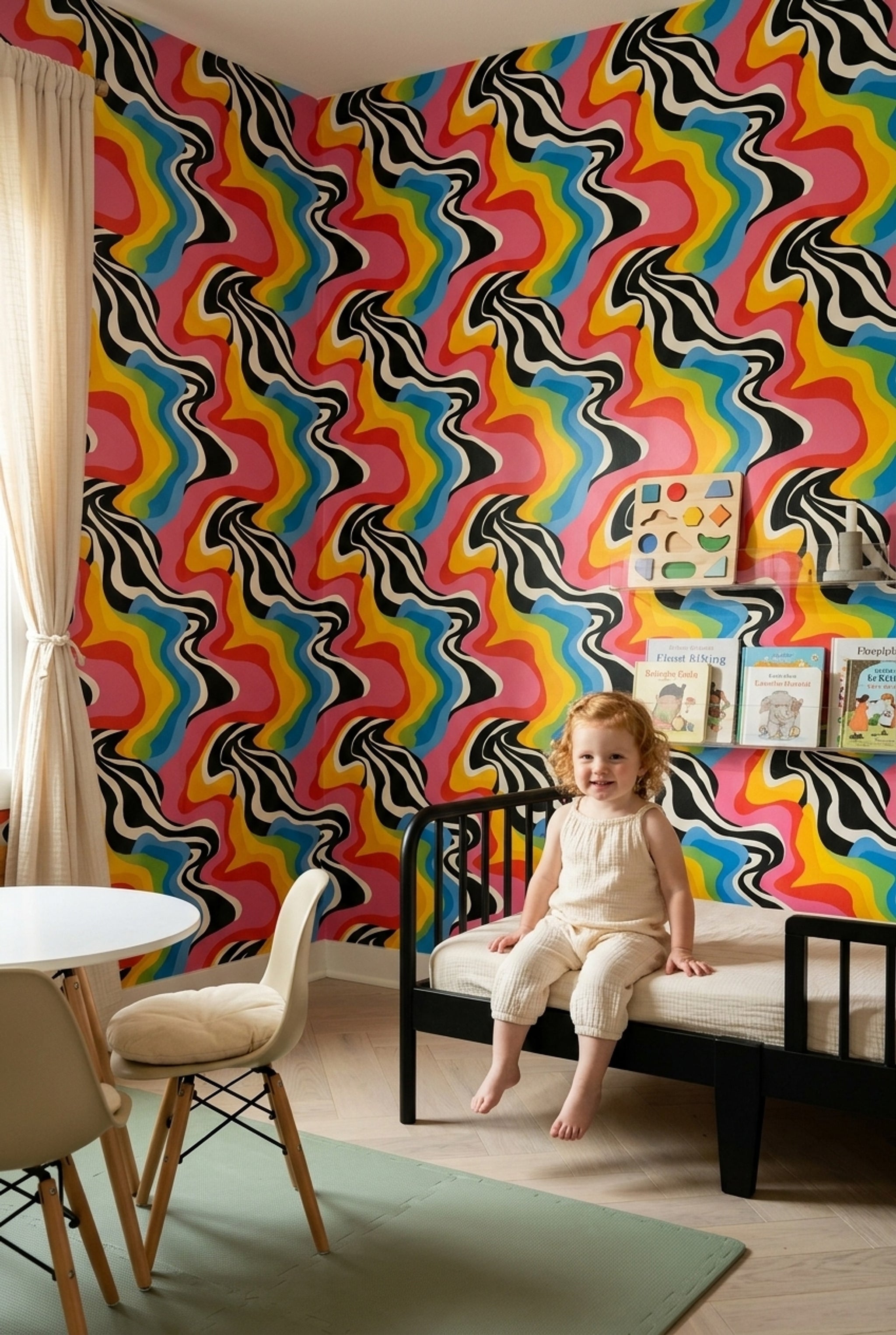 Zebra Stripes Wallpaper Wavy Lines Pop Art Decorative Mural