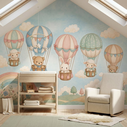 Hot Air Balloons Wallpaper Nursery Watercolor Wall Mural