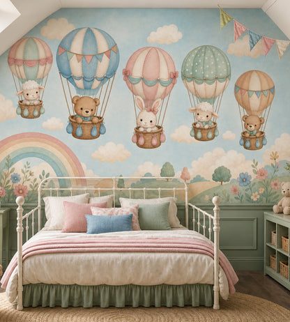 Hot Air Balloons Wallpaper Nursery Watercolor Wall Mural
