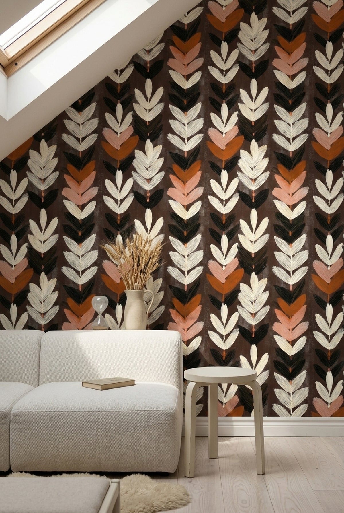 Dark Botanical Wallpaper Abstract Floral Hand Painted Leaves Decorative Mural