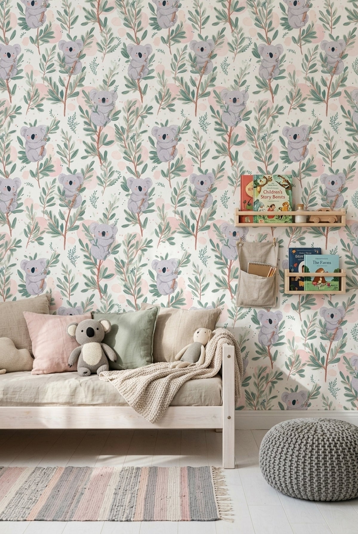 White Background Wallpaper Nursery Kids Decorative Mural