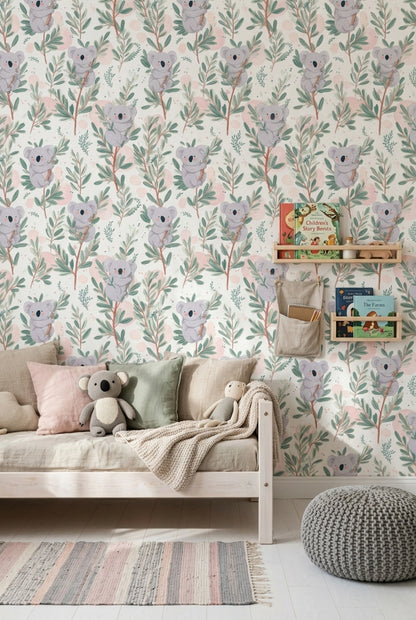 White Background Wallpaper Nursery Kids Decorative Mural
