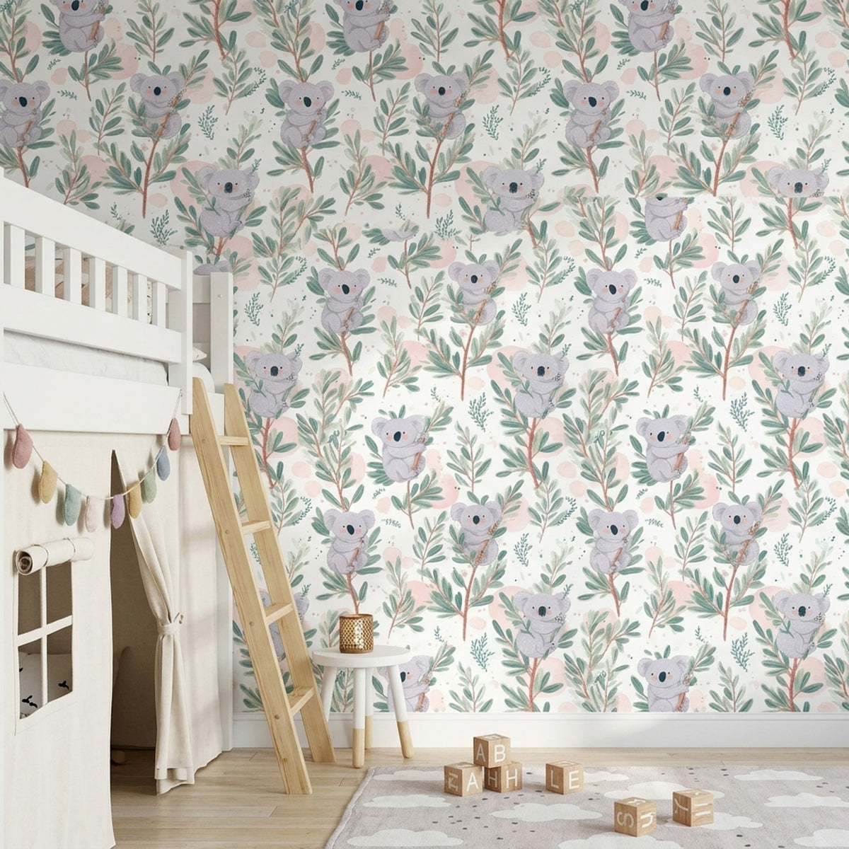 White Background Wallpaper Nursery Kids Decorative Mural