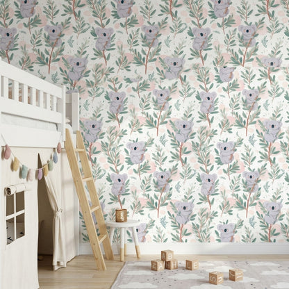 White Background Wallpaper Nursery Kids Decorative Mural