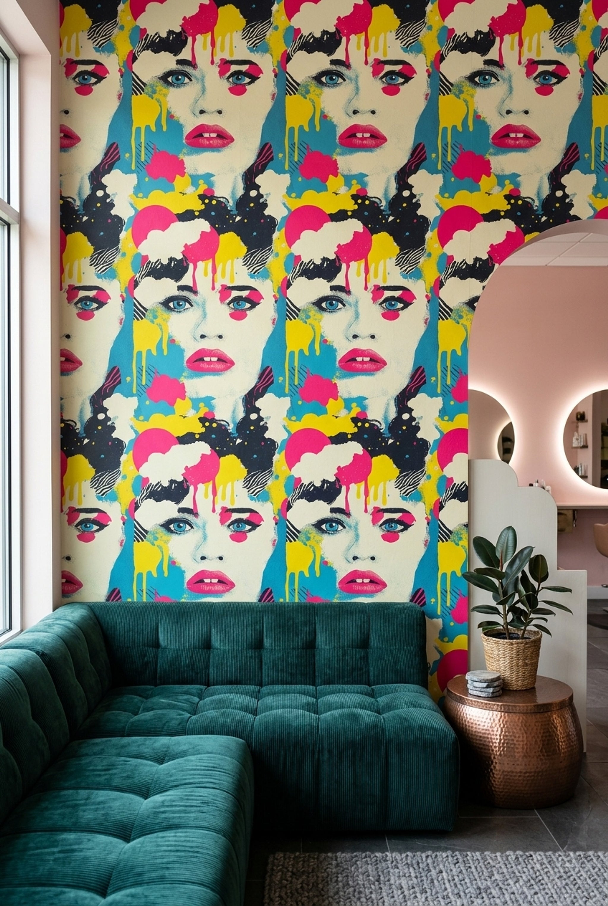 Pop Art Portrait Wallpaper Abstract Face Removable Paint Splatter Wall Double Roll