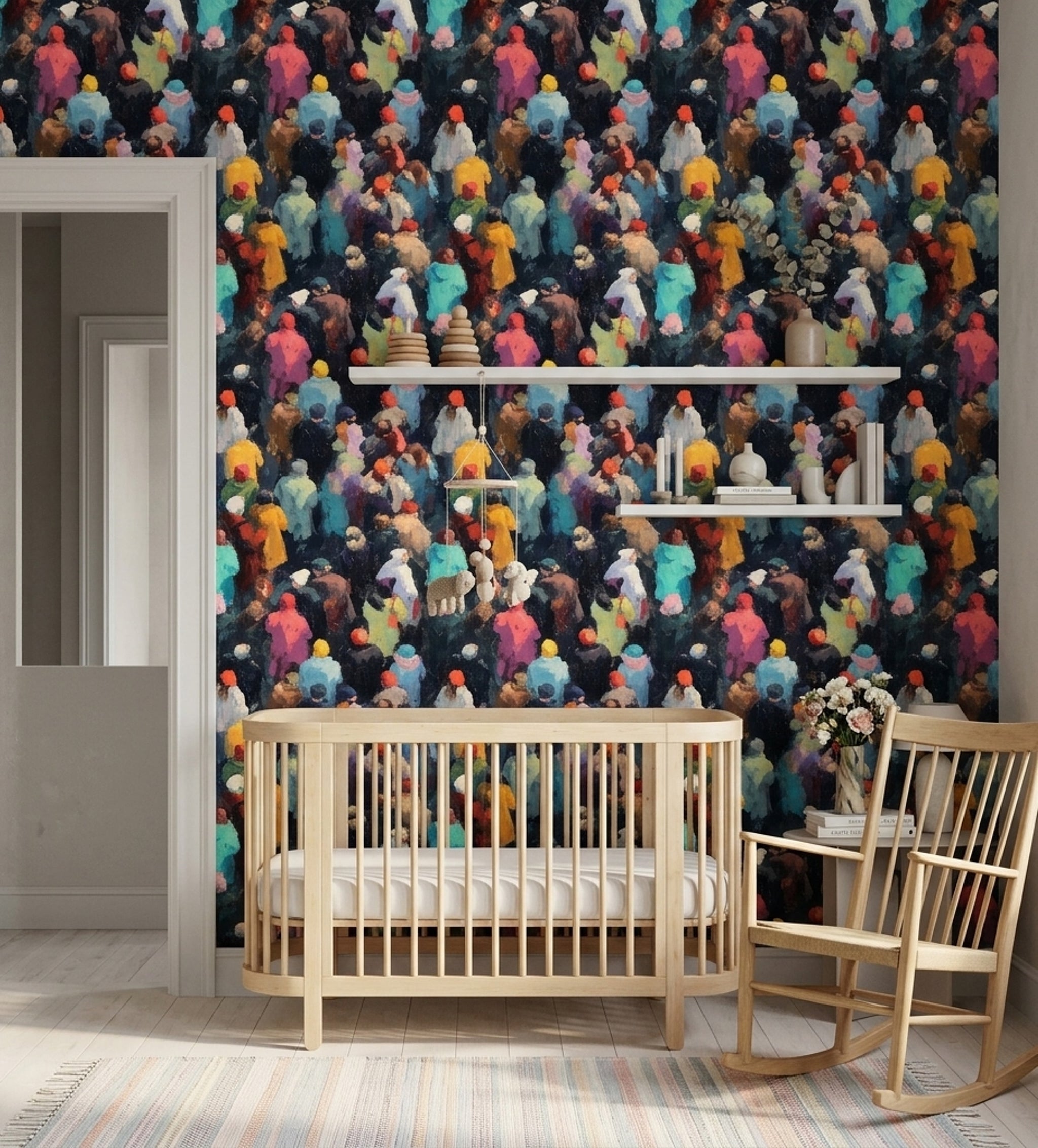 Mid Century Modern Wallpaper Expressionist Urban Removable Wall Decor