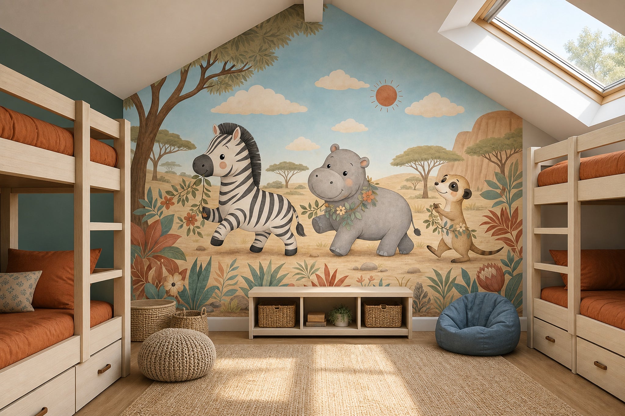 Safari Animals Wallpaper Zebra Removable Nursery Wall Mural Wall Decor