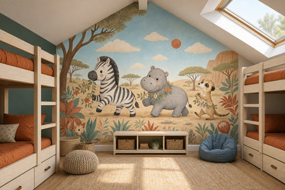 Safari Animals Wallpaper Zebra Removable Nursery Wall Mural Wall Decor