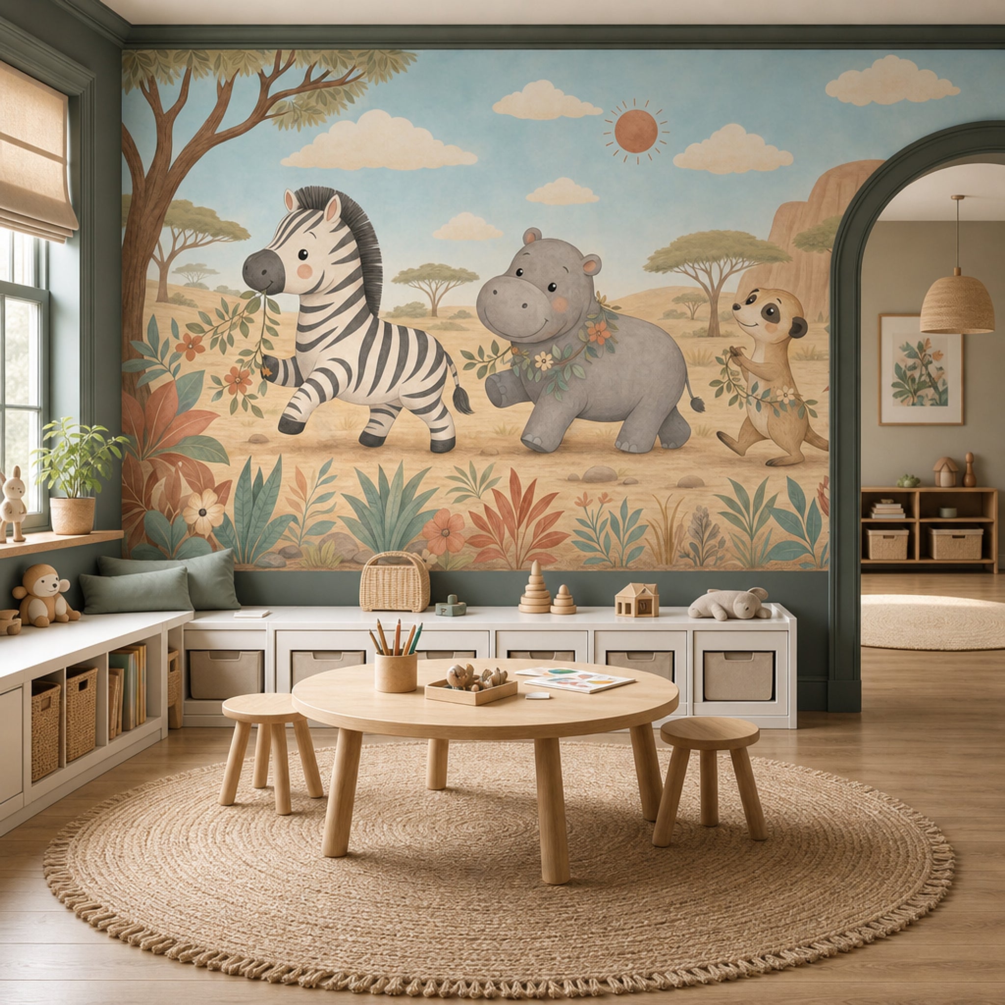 Safari Animals Wallpaper Zebra Removable Nursery Wall Mural Wall Decor