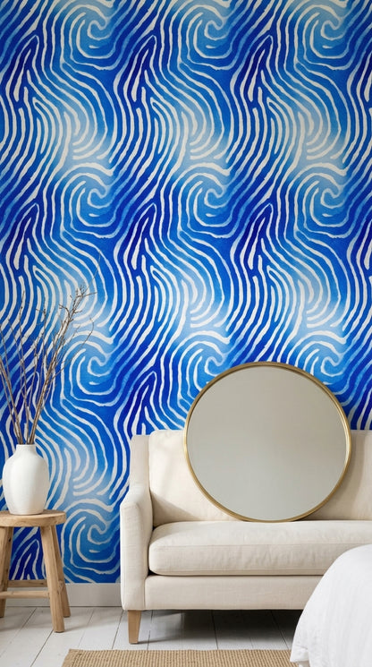 Zebra Stripes Wallpaper Swirl Coastal Removable Wall Decor