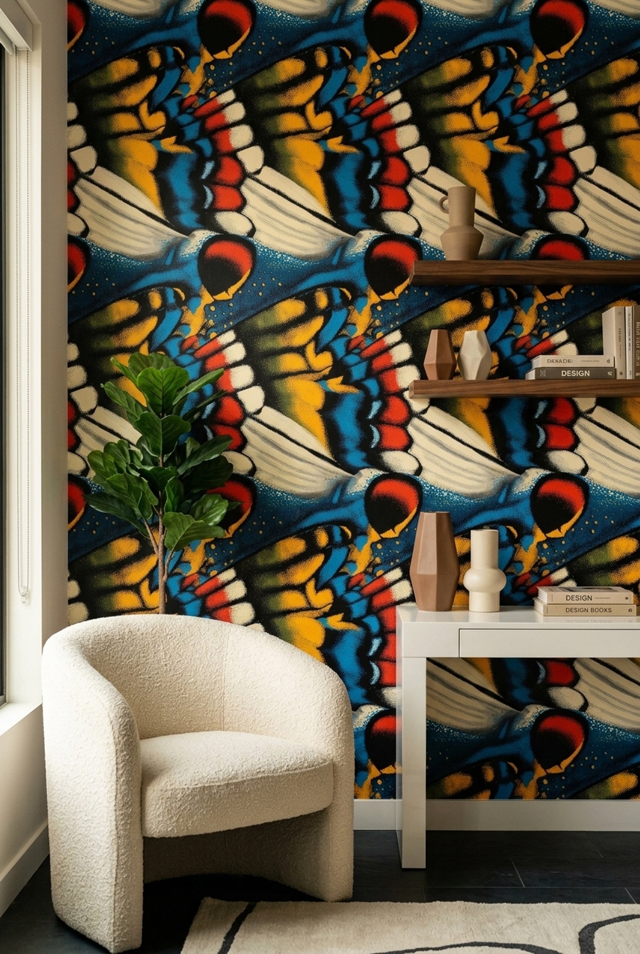 Bold Graphic Wallpaper Halftone Texture Removable Blue And Black Wall Double Roll