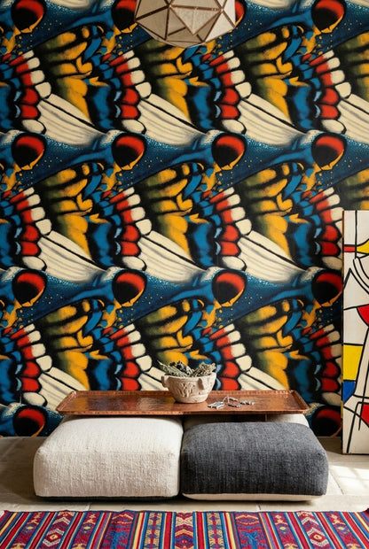Bold Graphic Wallpaper Halftone Texture Removable Blue And Black Wall Double Roll