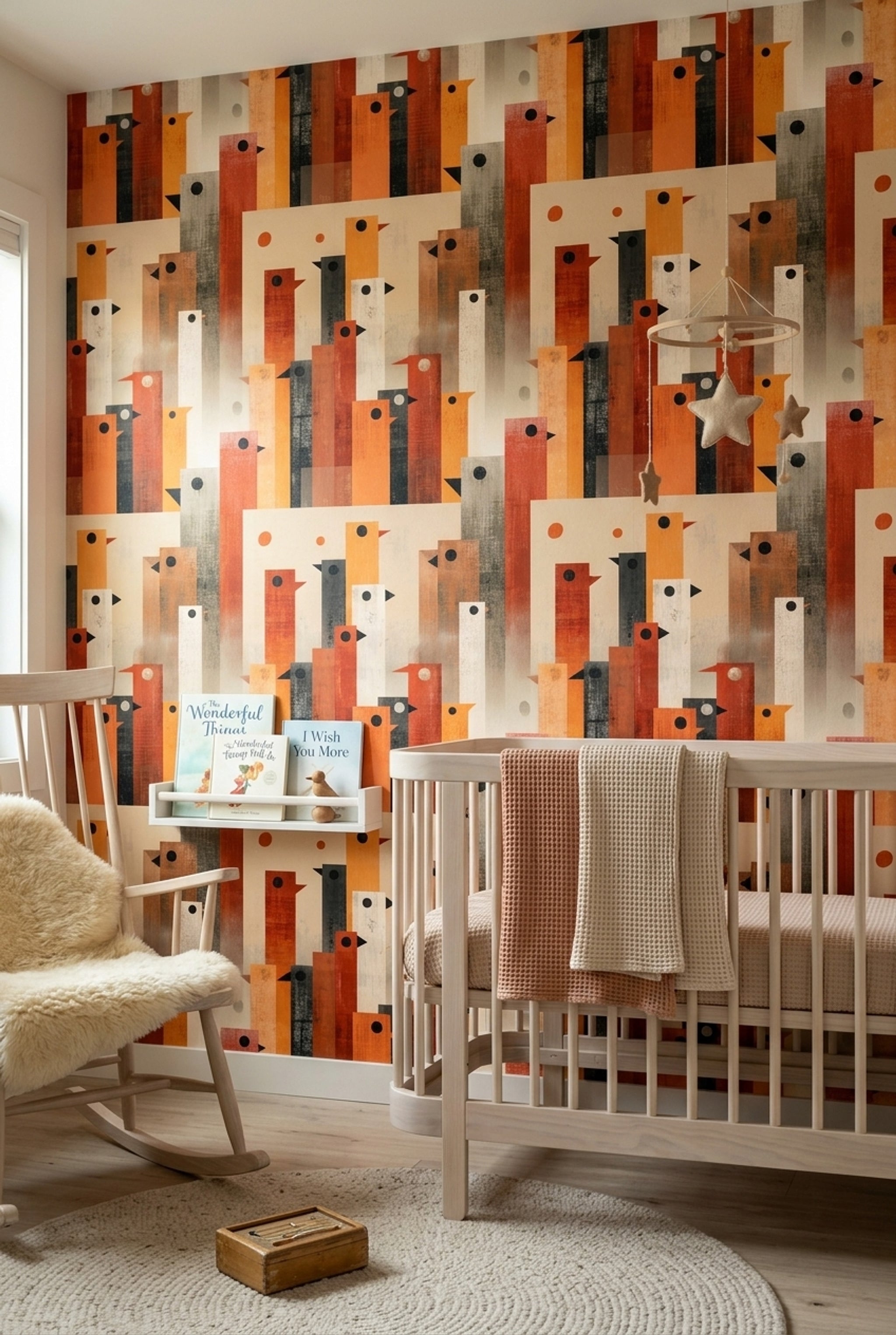 Mid Century Modern Wallpaper Geometric Retro Removable Wall Decor