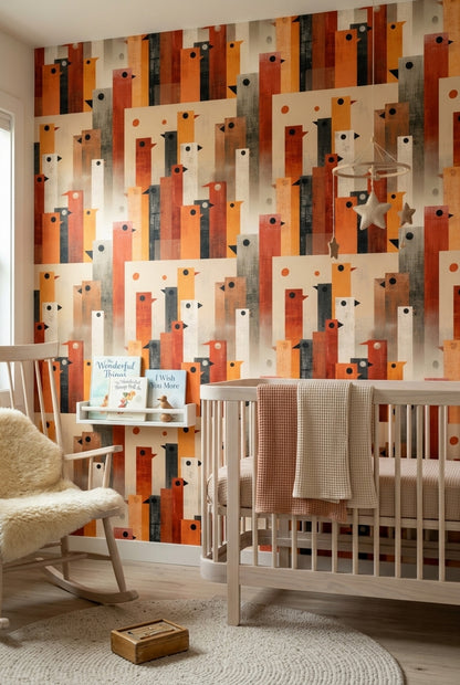 Mid Century Modern Wallpaper Geometric Retro Removable Wall Decor