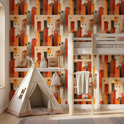 Mid Century Modern Wallpaper Geometric Retro Removable Wall Decor
