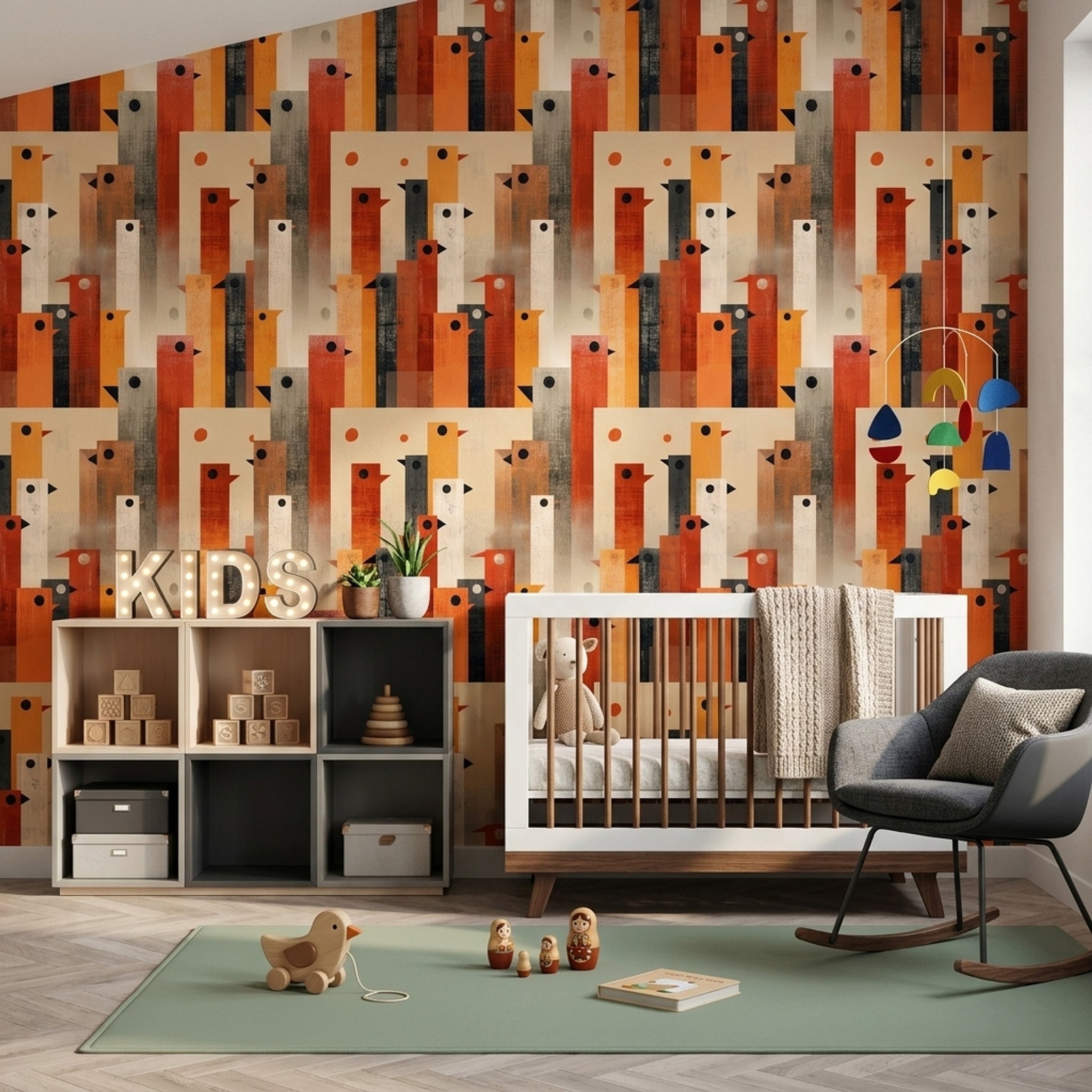 Mid Century Modern Wallpaper Geometric Retro Removable Wall Decor