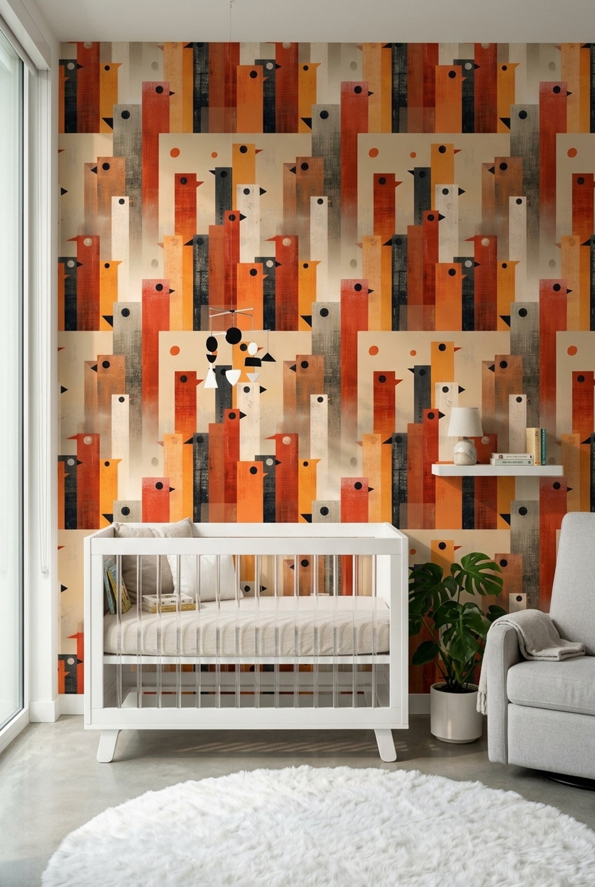 Mid Century Modern Wallpaper Geometric Retro Removable Wall Decor