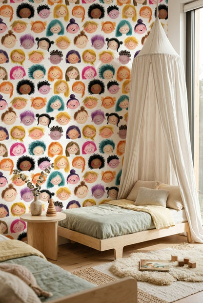 White Background Wallpaper Neutral Kids Decorative Mural
