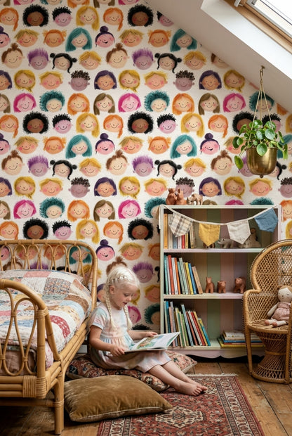 White Background Wallpaper Neutral Kids Decorative Mural