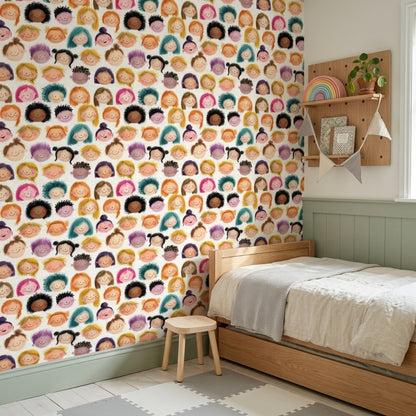 White Background Wallpaper Neutral Kids Decorative Mural