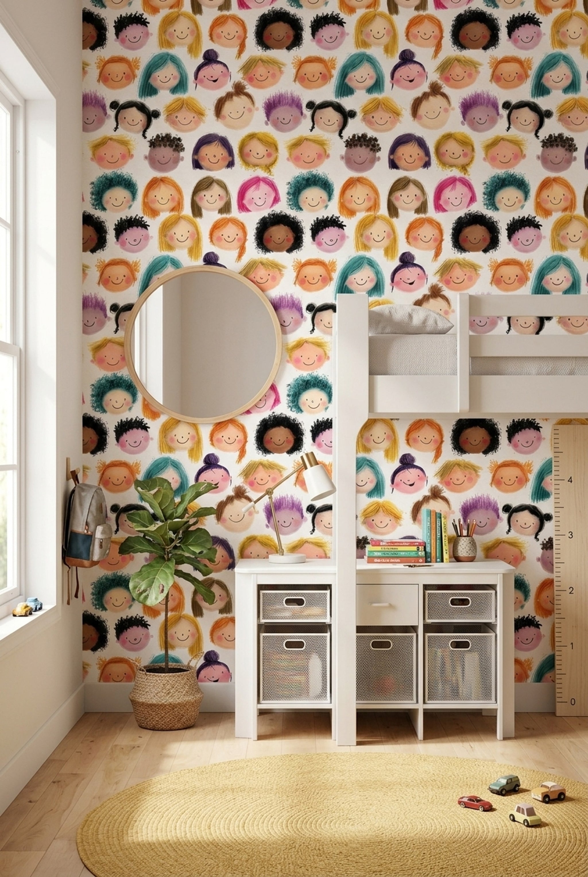 White Background Wallpaper Neutral Kids Decorative Mural
