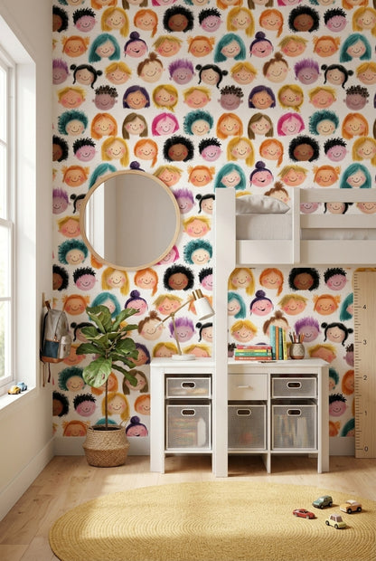 White Background Wallpaper Neutral Kids Decorative Mural