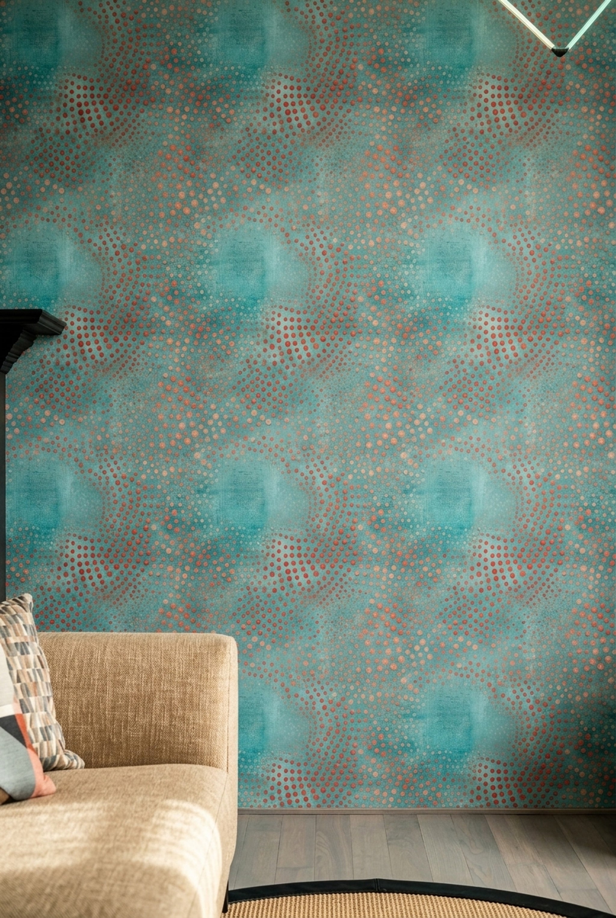 Abstract Wallpaper Polka Dots Removable Teal Background Wall Double Roll