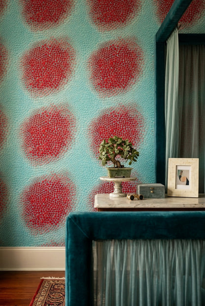 Abstract Wallpaper Teal Red Removable Wall Decor