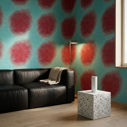 Abstract Wallpaper Teal Red Removable Wall Decor
