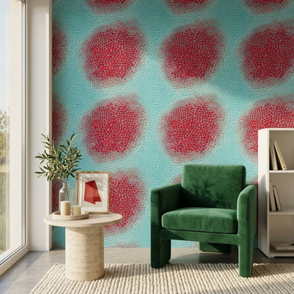 Abstract Wallpaper Teal Red Removable Wall Decor