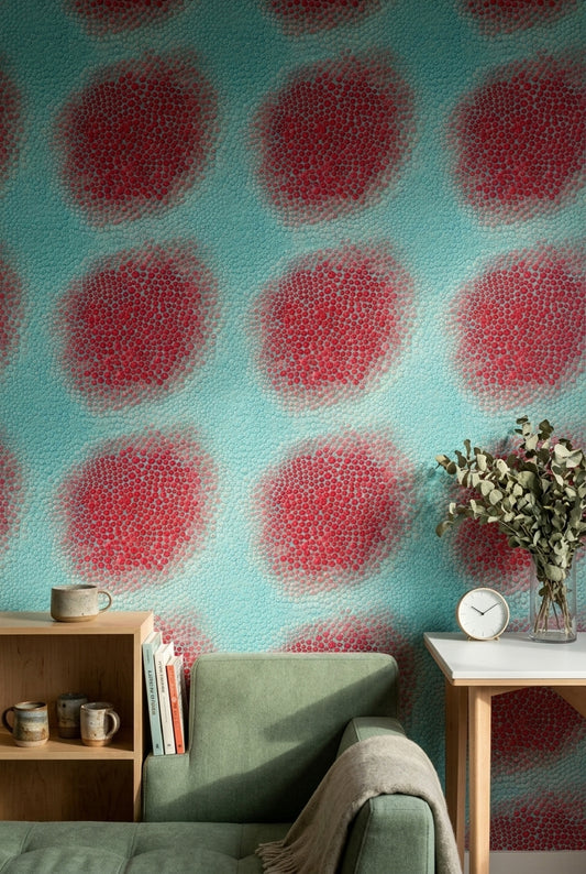 Abstract Wallpaper Teal Red Removable Wall Decor